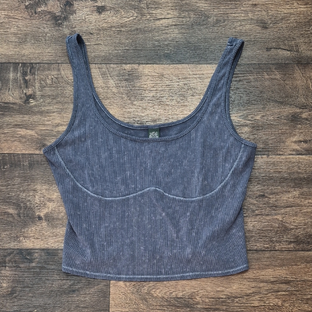 wild fable Ribbed Scoop Tank Top - Slate Blue Wash